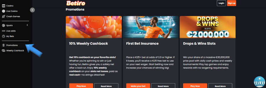 Betiro casino bonus